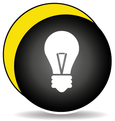 Icône représentant une ampoule, symbole du conseil et de la formation en imprimante grand format, imprimante professionnelle et traceur.